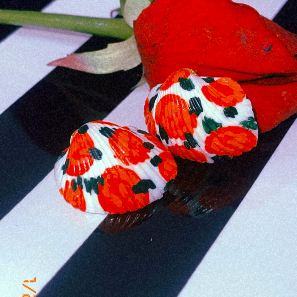 “Can I call you Rose” Hand painted freestyle wearable art earrings
